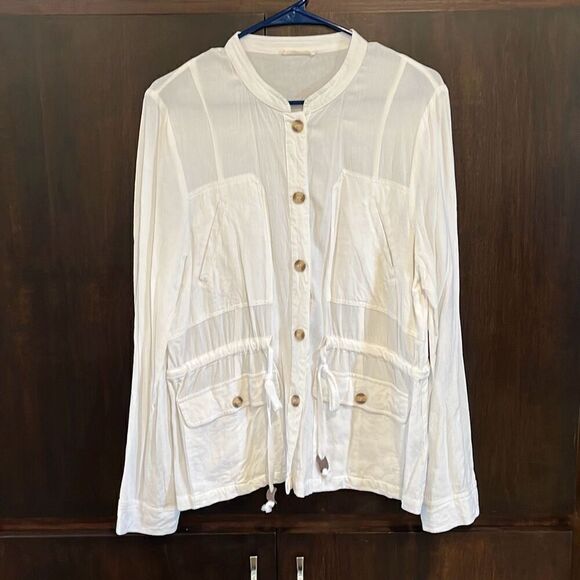 Mystree White Flax Blend Jacket Medium - Picture 2 of 6